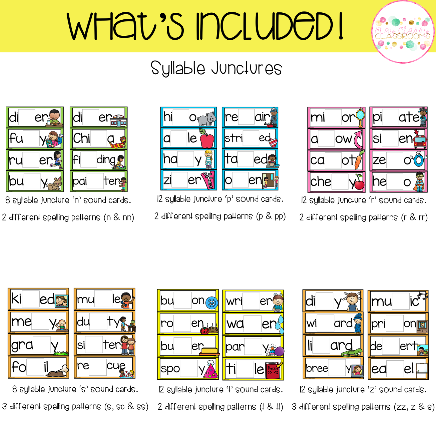 Final Syllables & Syllable Juncture Build a Word Stay Classy Classrooms