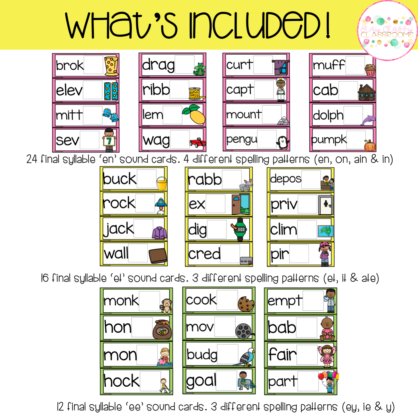 Final Syllables & Syllable Juncture Build a Word Stay Classy Classrooms