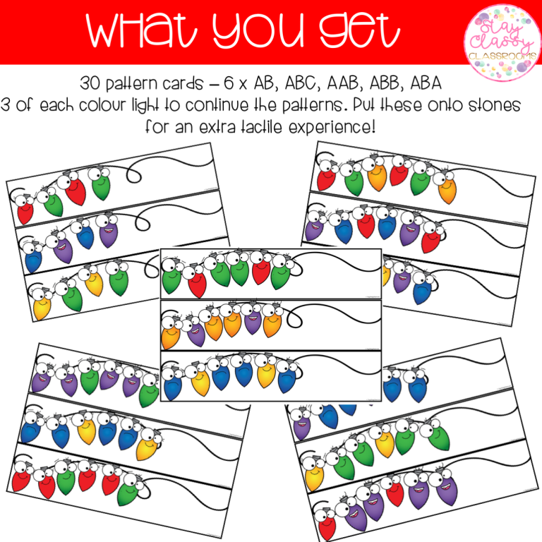 Christmas Lights Patterns Cards - Stay Classy Classrooms