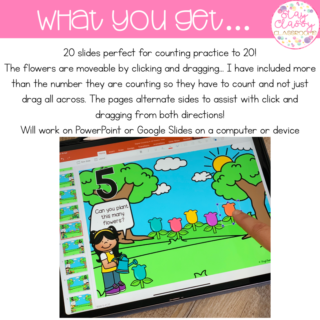Digital Counting to 20 Flowers - Stay Classy Classrooms