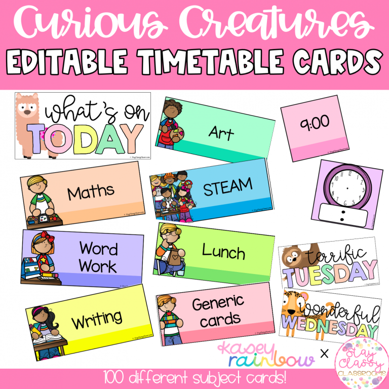 Editable Daily Visual Timetable Cards | Curious Creatures - Stay Classy ...