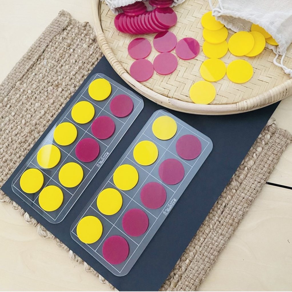 4 Pack Acrylic Tens Frame Boards with Counters EDUCATOR’S BUNDLE