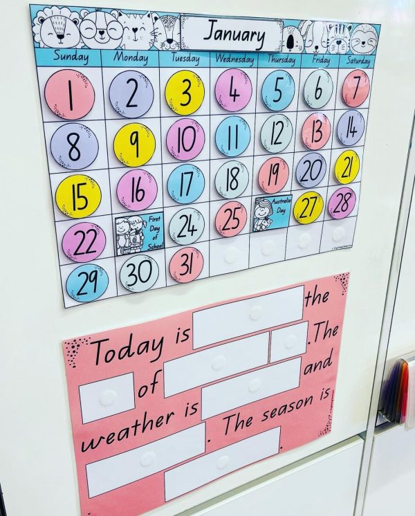 Bulletin Board Set JarThenaAMCS - 68 Cards With Adjustable Holder Flip Calendar