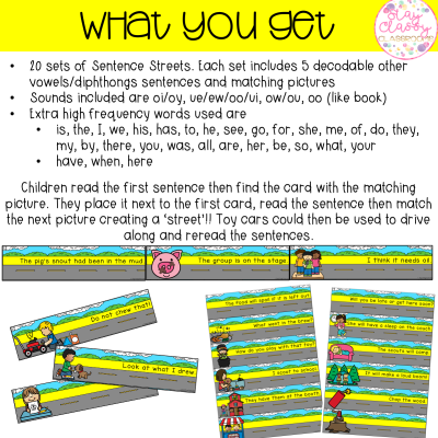 Other Vowels/Diphthongs Sentence Streets - Stay Classy Classrooms