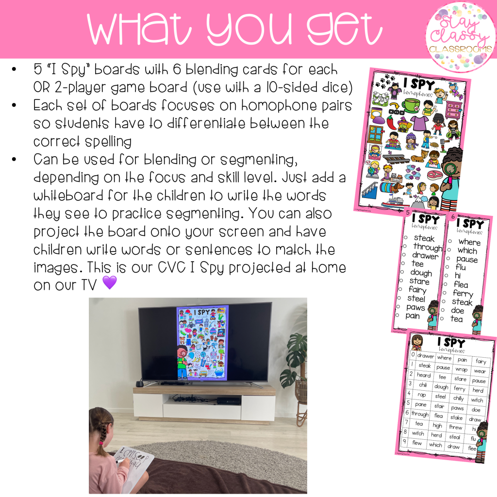 I Spy Homophones - Phonics Activity - Stay Classy Classrooms