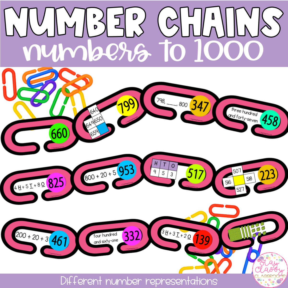Number Chains | Numbers to 1000 - Stay Classy Classrooms