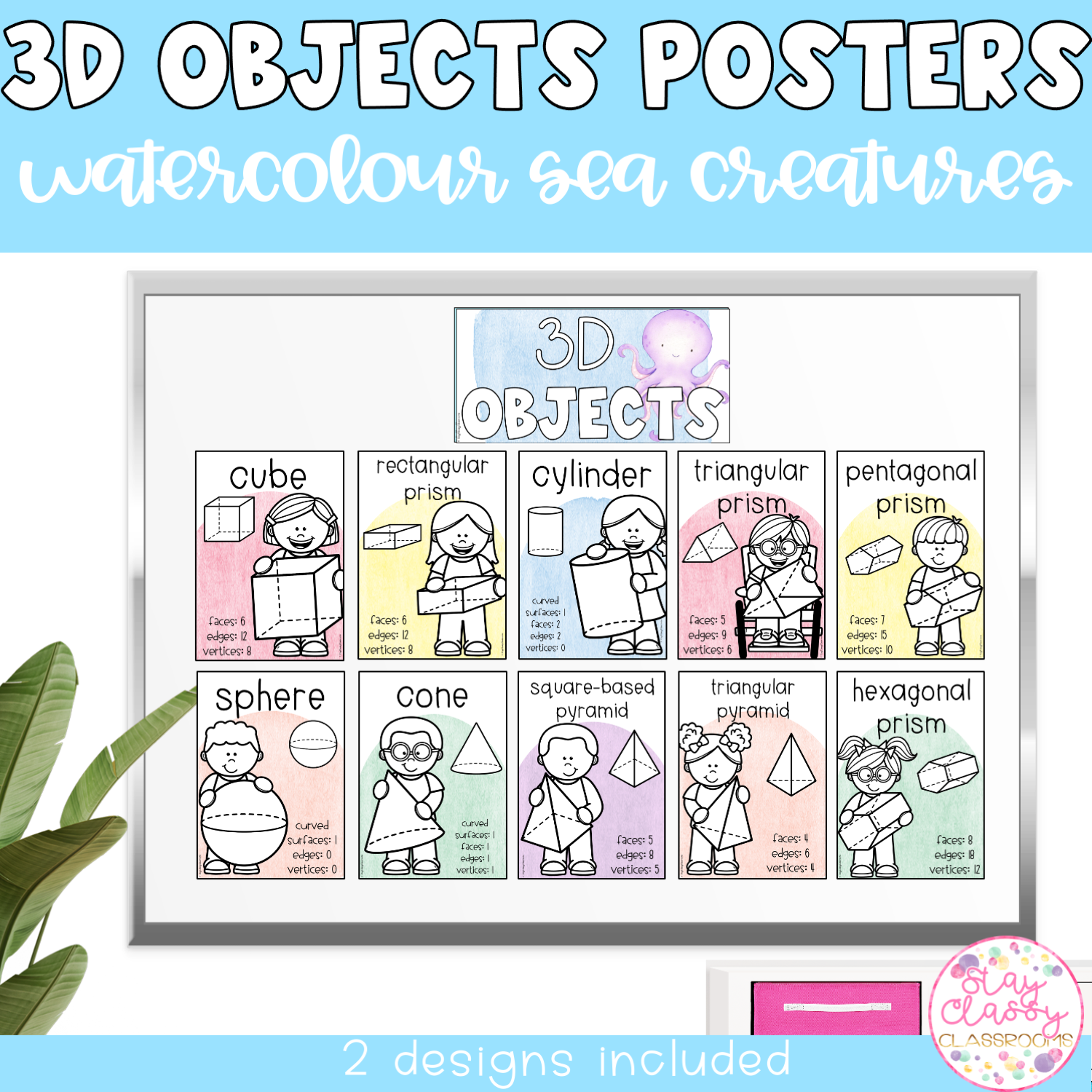 WATERCOLOUR SEA CREATURES 3D Object Posters | Classroom Decor - Stay ...